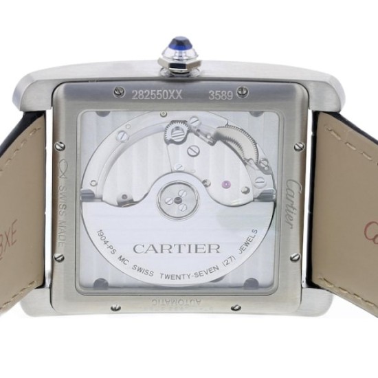 replica cartier tank mcautomatic silver alligator watch w5330003 uk
