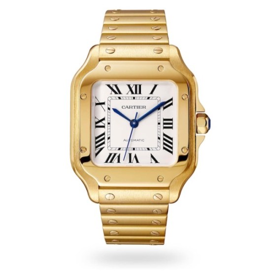 replica cartier santos de cartierautomatic silver 18ct gold watch wgsa0030 uk