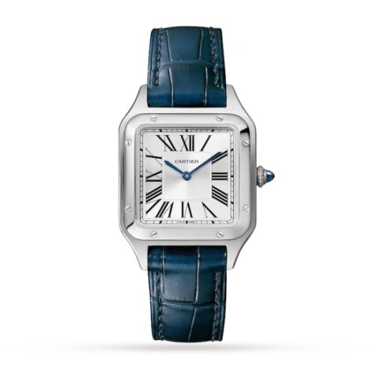 replica cartier santos-dumontquartz silver alligator watch wssa0023 uk