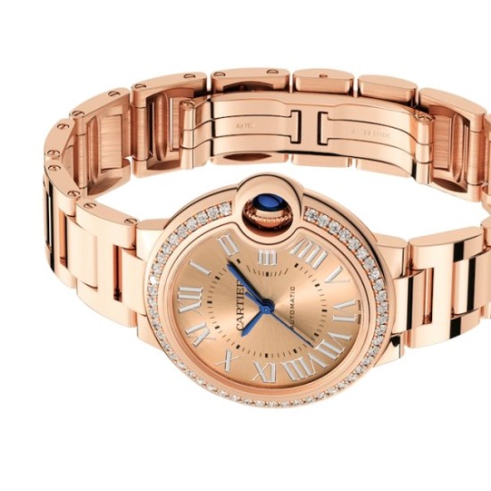 replica cartier ballon bleu de cartierautomatic gold 18ct rose gold watch wjbb0077 uk