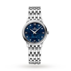 omega de villequartz blue stainless steel watch o42410276053003 uk