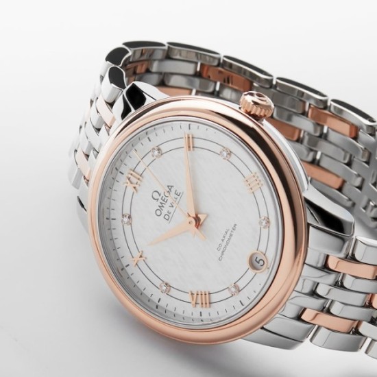 Replica Omega 3703 24022676 Buddha Luxury Replica Omega De Ville Automatic Mother Of Pearl 18Ct Rose Gold Watch - 3703 - Buddha Luxury