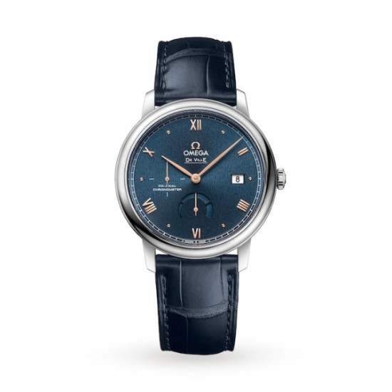 replica omega de villeautomatic blue leather watch o42413402103003 uk