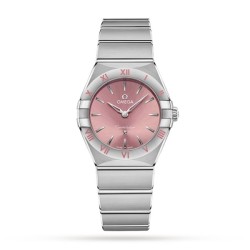 omega constellationquartz pink stainless steel watch o13110286011001 uk