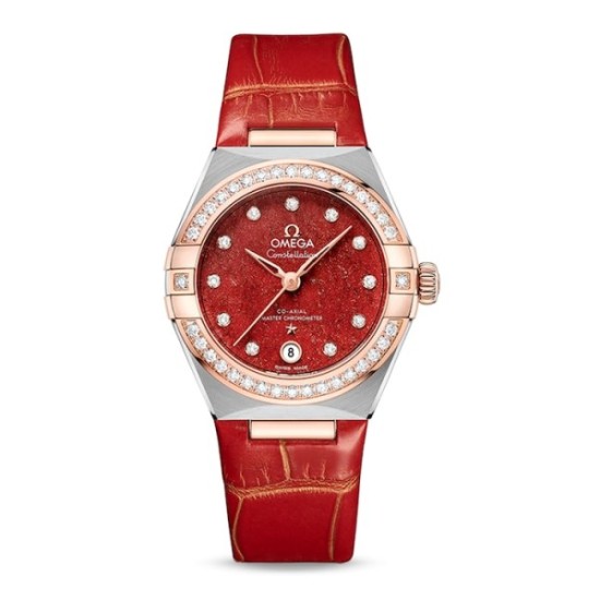 Replica Omega Constellation Automatic Red Leather Watch 03 - 3742 - Buddha Luxury