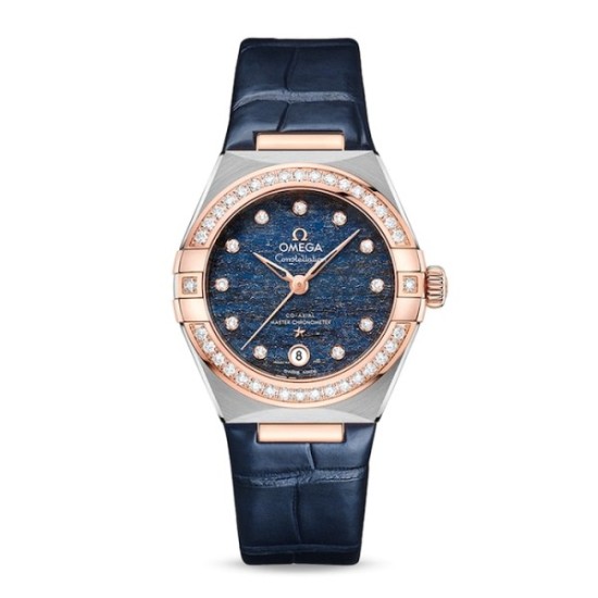 Replica Omega Constellation Automatic Blue Leather Watch 01 - 3725 - Buddha Luxury