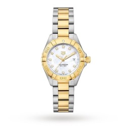tag heuer aquaracerquartz mother of pearl bicoloured watch wbd1422.bb0321 uk