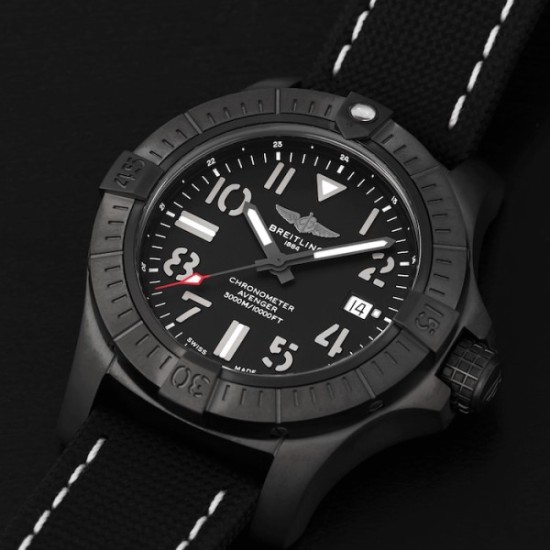 replica breitling avengerautomatic black leather watch v17319101b1x2 uk