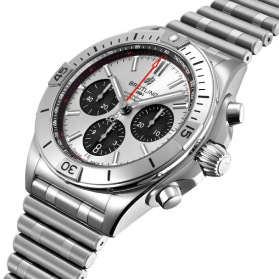 replica breitling chronomatautomatic silver stainless steel watch ab0134101g1a1 uk