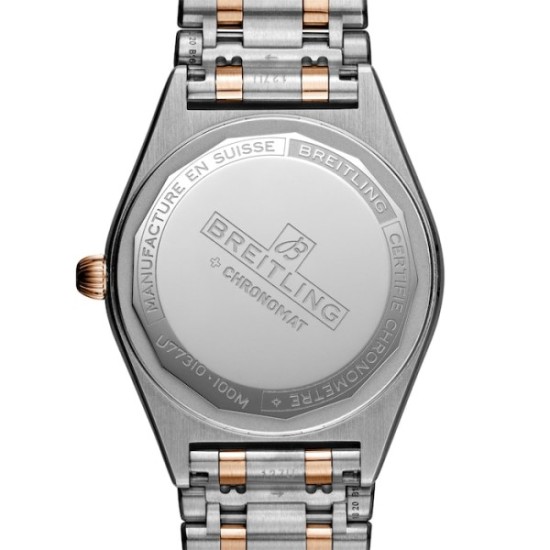 replica breitling chronomatquartz silver stainless steel & 18ct rose gold watch u77310591a1u1 uk