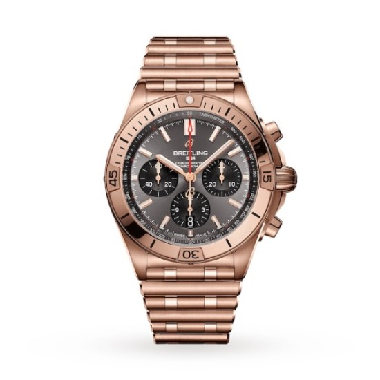 replica breitling chronomatautomatic grey 18ct rose gold watch rb0134101b1r1 uk