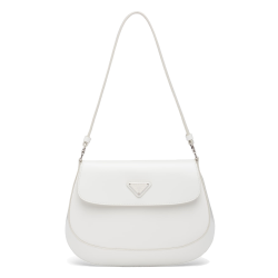 WHITE CLEO BRUSHED LEATHER SHOULDER BAG WITH FLAP UK