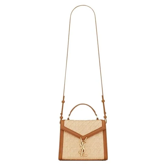 Replica Ysl Women Mini Bags and Bumbags Cassandra Mini Top Handle Bag White/Brown Uk