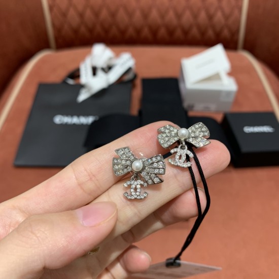 replica CRYSTAL CC BOW DROP EARRINGS UK