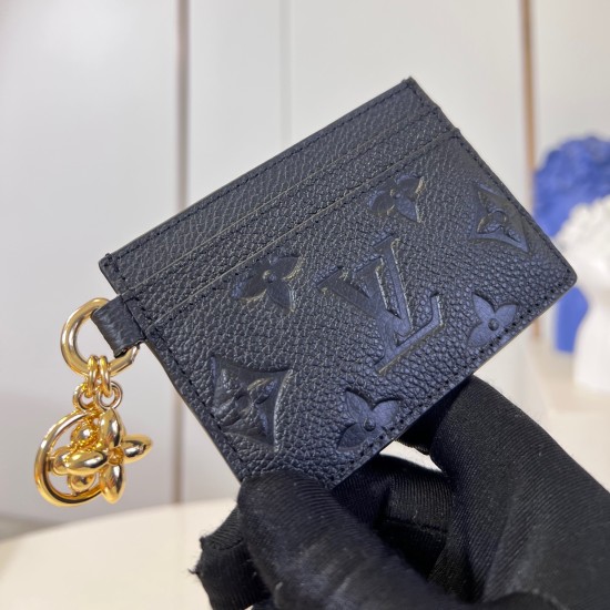 replica CHARMS CARD HOLDER BLACK MONOGRAM EMPREINTE LEATHER M82132 UK
