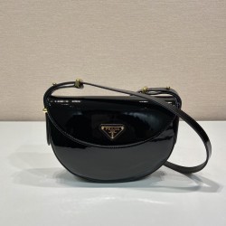 ARQUE SHOULDER BAG BLACK PATEMT LEATHER UK