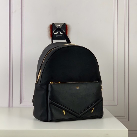 replica NYLON AND LEATHER BACKPACK BAG BLACK UK