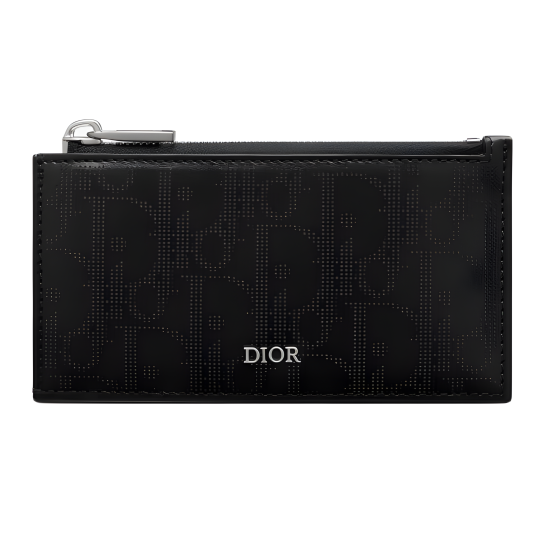 replica ZIPPED CARD HOLDER BLACK OBLIQUE GALAXY LEATHER UK