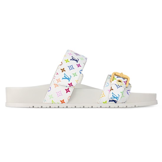 replica TAKASHI MURAKAMI BOM DIA FLAT COMFORT MULES IN WHITE - LVS95 UK