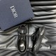 Dior Men's Black Polished Leather Derby Shoes Flat Lay with Box Top and side view of Dior men's black polished leather derby shoes paired with a branded box