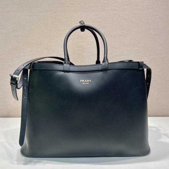 replica BUCKLE LEATHER HANDBAG WITH DOUBLE BELT UK