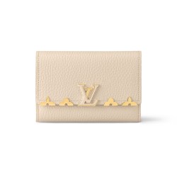 CAPUCINES COMPACT WALLET CREAM TAURILLON LEATHER M82835 UK