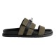 Hermes Jackson Vert Toundra Suede Slide Sandal Side View in silver Side profile of Hermes Jackson vert toundra suede slide sandal showcasing silver hardware