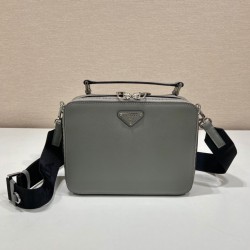 Medium Brique Saffiano Leather Bag In Grey Uk Medium Brique Saffiano Leather Bag In Grey Uk