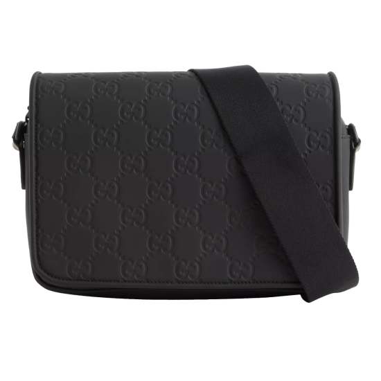Replica Gucci 15278 GFR#10157 Buddha Luxury Replica Monogram-Debossed Leather Cross-Body Bag Black Uk - 15278 - Buddha Luxury