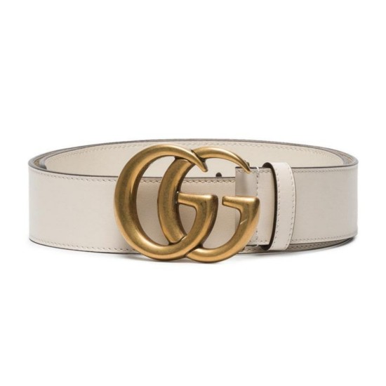 replica White Leather Belt With Double G Buckle - B15 UK