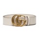 replica White Leather Belt With Double G Buckle - B15 UK