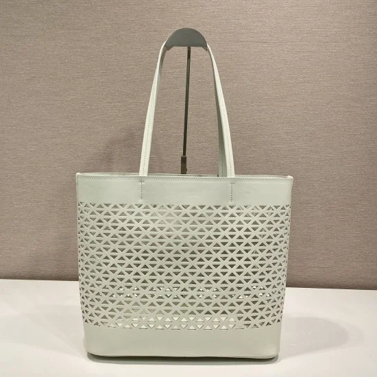 Replica Prada 14183 PFR#13151 Buddha Luxury Replica Large Perforated Leather Tote Bag In White Uk - 14183 - Buddha Luxury