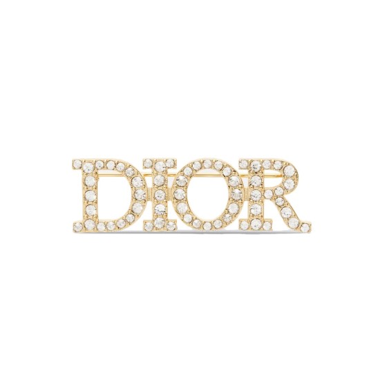 replica DIO(R)EVOLUTION BROOCH GOLD-FINISH METAL AND WHITE CRYSTALS UK