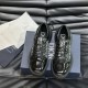 Top View of Dior Men's Black and Beige Derby Shoes Top down view of Dior men's black and beige lace-up derby shoes showing the jacquard tongue and rounded toe