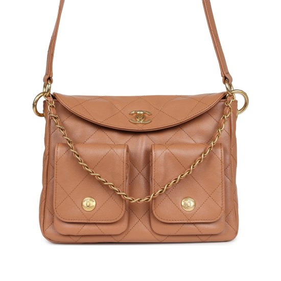 Replica Chanel Women CrossBody and Shoulder Hobo Bag Brown Calfskin Uk
