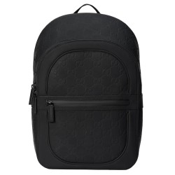 BLACK RUBBER-EFFECT LEATHER BACKPACK UK