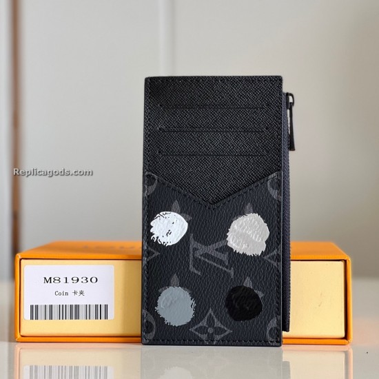 replica X YAYOI KUSAMA COIN CARD HOLDER MONOGRAM ECLIPSE CANVAS IN BLACK M81930 UK