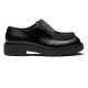 Profile view of black Prada Men's Diapason Opaque Brushed Leather Lace-Up Shoes showing thick lug sole