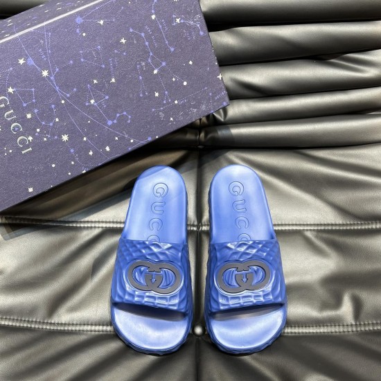 Gucci Light Blue Rubber Slide Sandals Top View Gucci light blue rubber slide sandals viewed from the top angle