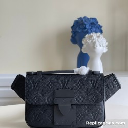 S Lock Sling Bag In Black Monogram-Embossed Taurillon Cowhide Leather Uk