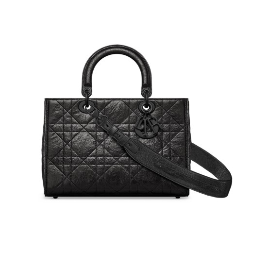 Replica Dior 13156 DFR#15302 Buddha Luxury Replica Large Lady D-Sire Bag Black Macrocannage Crinkled Calfskin Uk - 13156 - Buddha Luxury