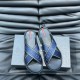 replica BLUE BRUSHED LEATHER AND NYLON TAPE CRISSCROSS SLIDES - PDS20 UK