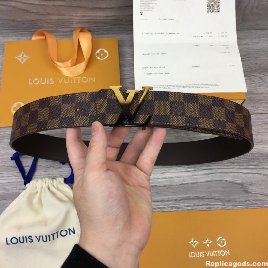 Replica INITIALES 40MM REVERSIBLE DAMIER EBENE CANVAS BELT - B157 UK replica INITIALES 40MM REVERSIBLE DAMIER EBENE CANVAS BELT - B157 UK