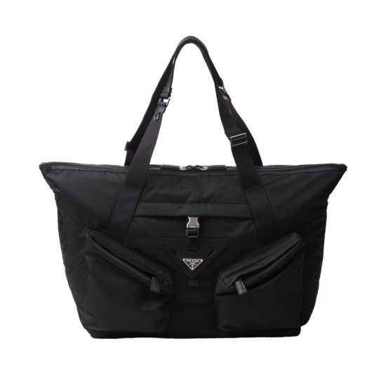 replica RE-NYLON AND LEATHER TRAVEL BAG IN BLACK UK