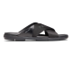 replica BLACK BRUSHED LEATHER AND NYLON TAPE CRISSCROSS SLIDES - PDS21 UK