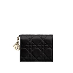 Mini Lady Gardenia Wallet Black Cannage Lambskin Uk