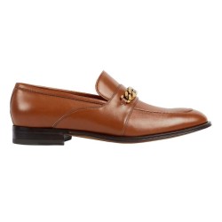 MEN'S LEATHER LOAFERS WITH INTERLOCKING G IN BROWN - GC380 UK
