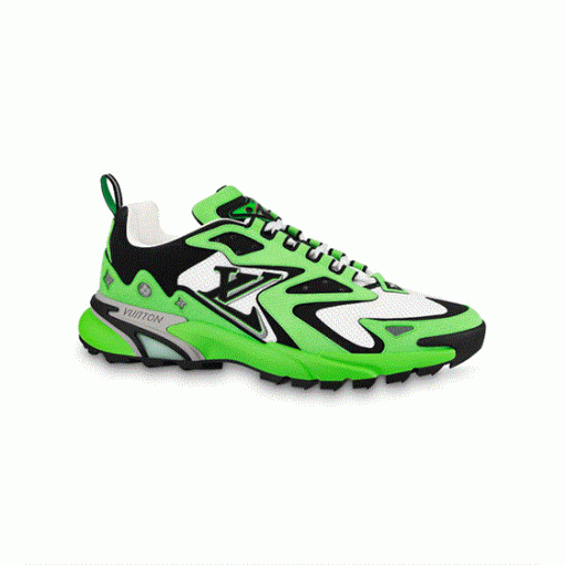L Runner Tactic Green Mesh Leather Trainers Isolated Profile L Runner Tactic Green Mesh Leather Trainers clean white background profile